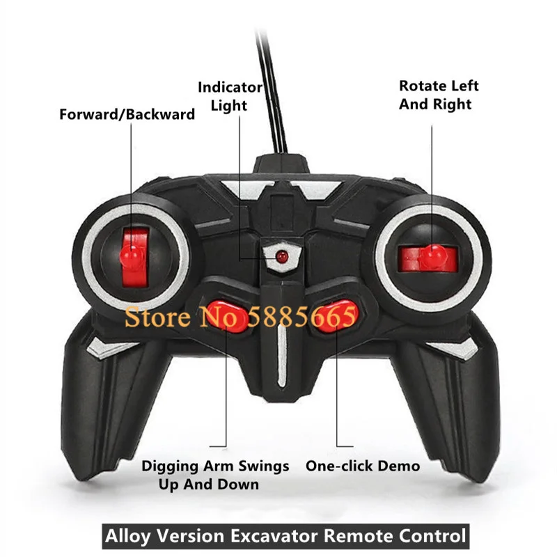 1:24 All-Terrain Driving Remote Control Excavator 680 Degree Work Rotating 30Min Bright LED Lights Simulation Sound RC Trck Toy 6