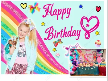 

Photography Background JoJo Siwa Theme Birthday Backdrop Glitter Unicorn Sequins Rainbow Backdrop for Girls Party Decor Banner