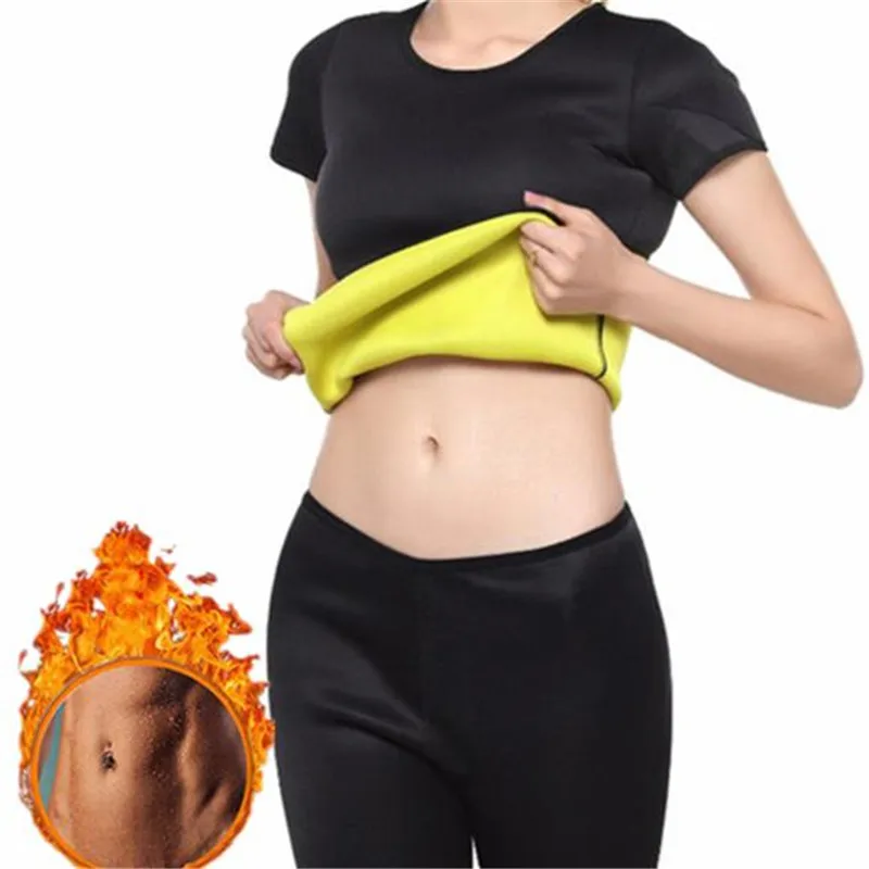 

Women Shaper Sweat T Shirt + Pants Hot Thermo Shapewear Sauna Suit Waste Trainer Neoprene Tummy Shaper Women's Slimming Corset