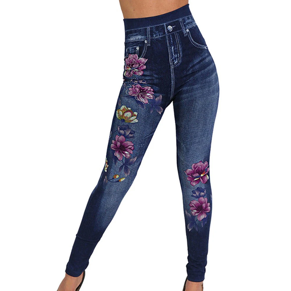NIBESSER, женские джинсовые обтягивающие брюки, модные женские леггинсы, осенние джинсы, узкие карманы, цветочный принт, штаны с узором из роз, вышитые джинсы