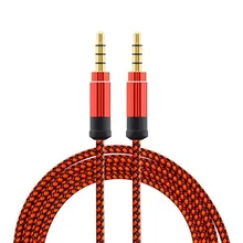 Оранжевый 1,5 метровый высококачественный плетеный металлический аудио кабель 3,5 мм AUX аудио кабель