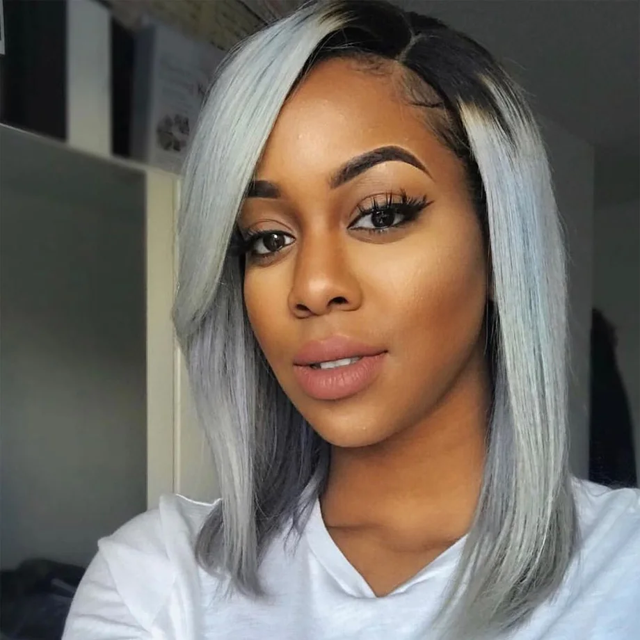 bundles with frontal brazilian Human hair weave bundles ombre grey color HD Lace 3 Short Long bundles extension For black Women