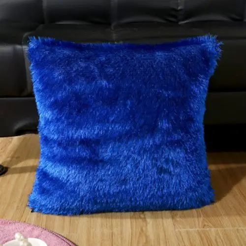 43x43 см мягкий плюшевый сплошной цвет наволочка Подушка Чехол Декор для домашнего дивана - Цвет: Sapphire Blue