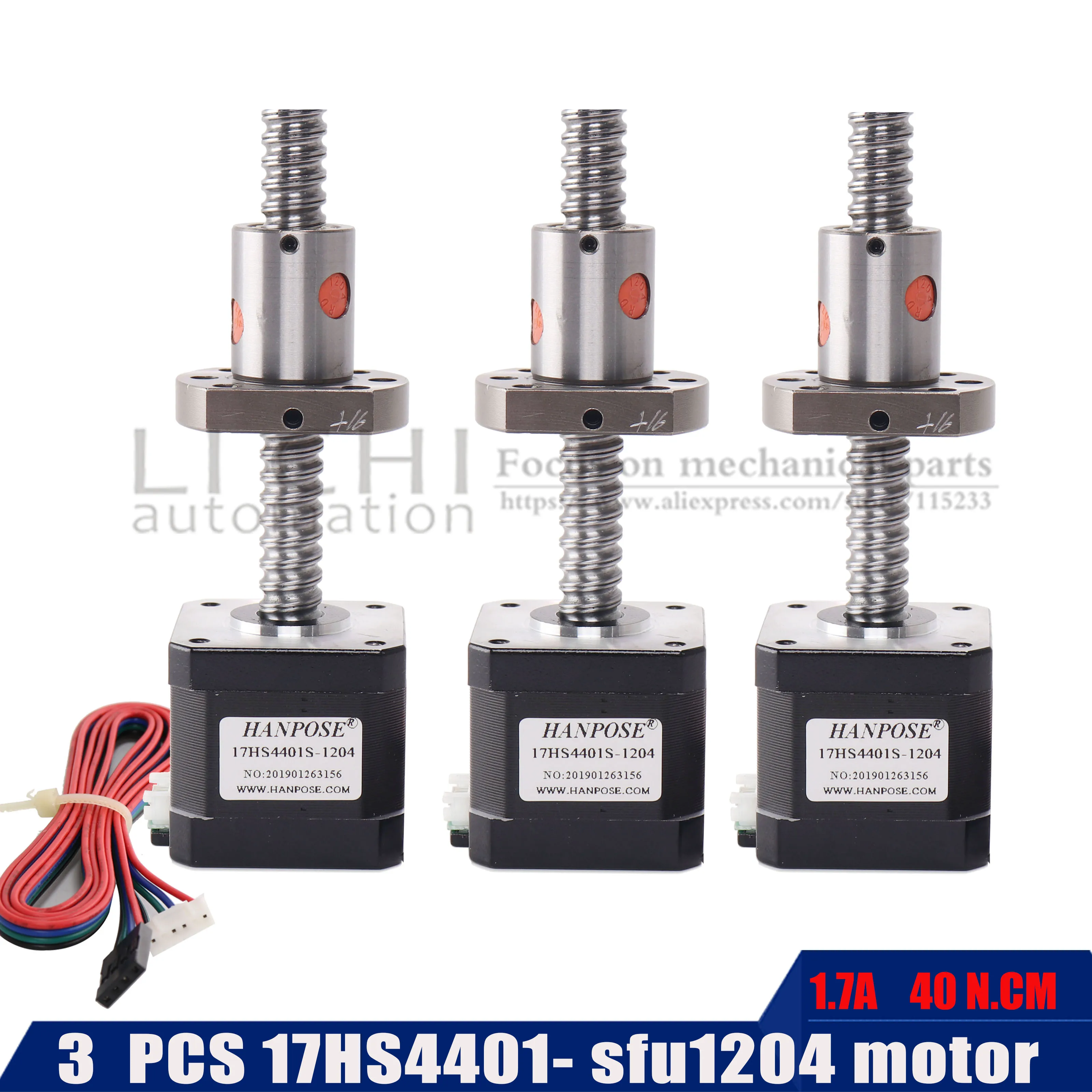 

3pcs 150mm 250mm 350mm stepper motor 42BYGH 1.7A 40N.cm 17hs4401 with sfu1204 ballscrew 12mm diameter