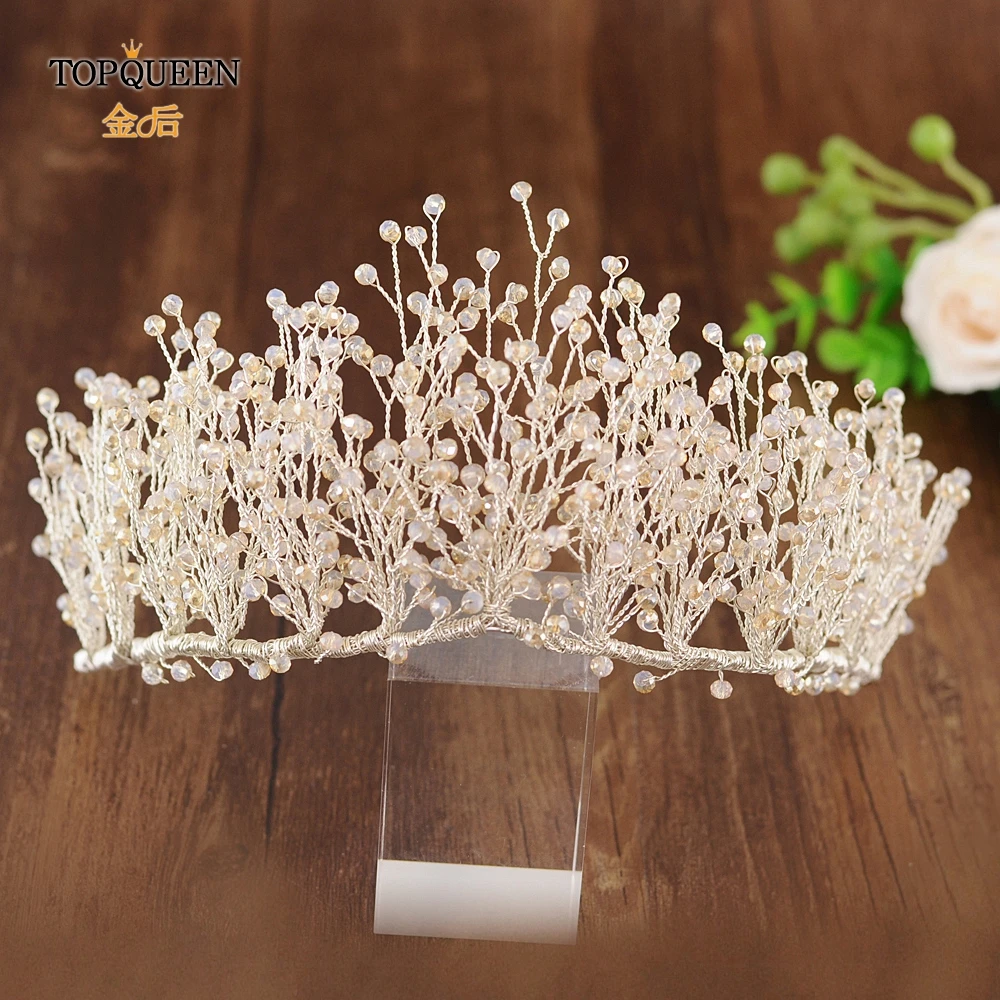 TOPQUEEN HP193-amber свадебная корона набор роскошные серьги с короной свадебная тиара Корона Тиара Янтарная Корона и серьги набор