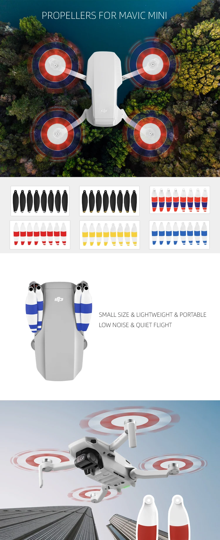 SUNNYLIFE 8 шт. легкий пропеллеры 4726F складной низкий уровень шума для DJI Mavic мини аксессуары