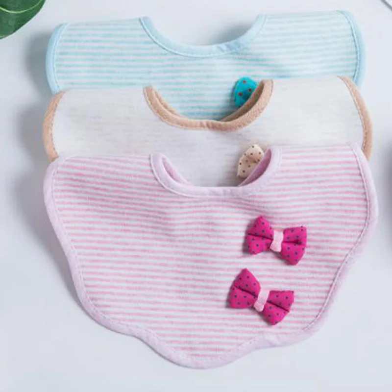 Unique Style Cartoon Lovely Baby BibRotating Double Snap Fashion Pattern Dot Striped Star Bib For Girl Boy Flower Kid | Мать и ребенок