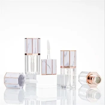 

1 pc 5ml Empty Lip gloss Octagon Clear Bottle Lip Balm/Gloss Container With Marbling Lid Lipstick container Makeup cosmetic tube