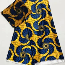 Чистая шелковая ткань африканская ткань пятнистая африканская шелковая восковая Ткань 2+ 4 ярдов Анкара африканская вощеная ткань принтом для свадебного платья LJ-G2