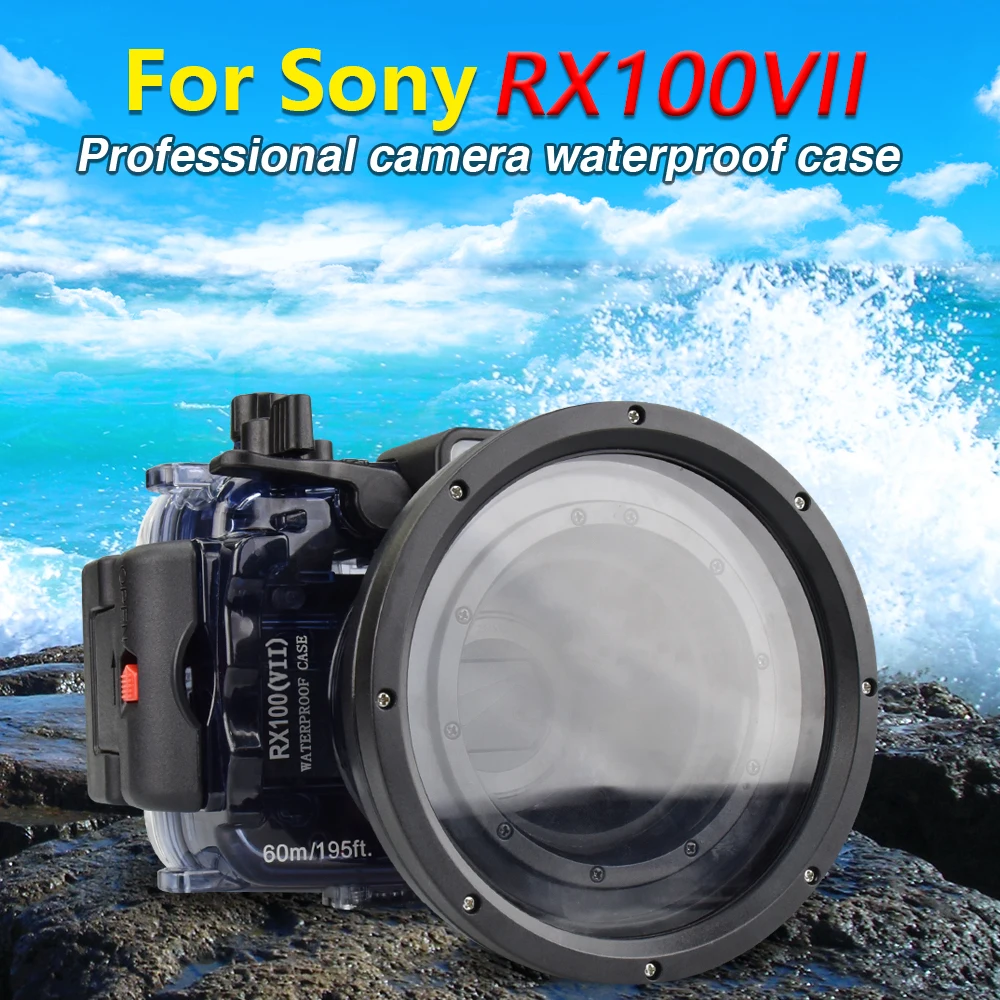 

60m/195ft Waterproof Underwater Housing Camera Diving Case for SONY DSC-RX100 VII RX100 M7 RX100 Mark 7 VII Bag Cover