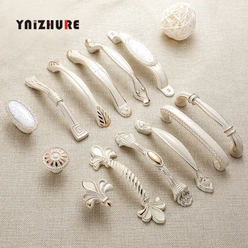 Ivory White Door Handles And Knobs For Cabinet Kitchen Cupboard Zinc Alloy Furniture Handles Dresser Drawer Pulls Hardware