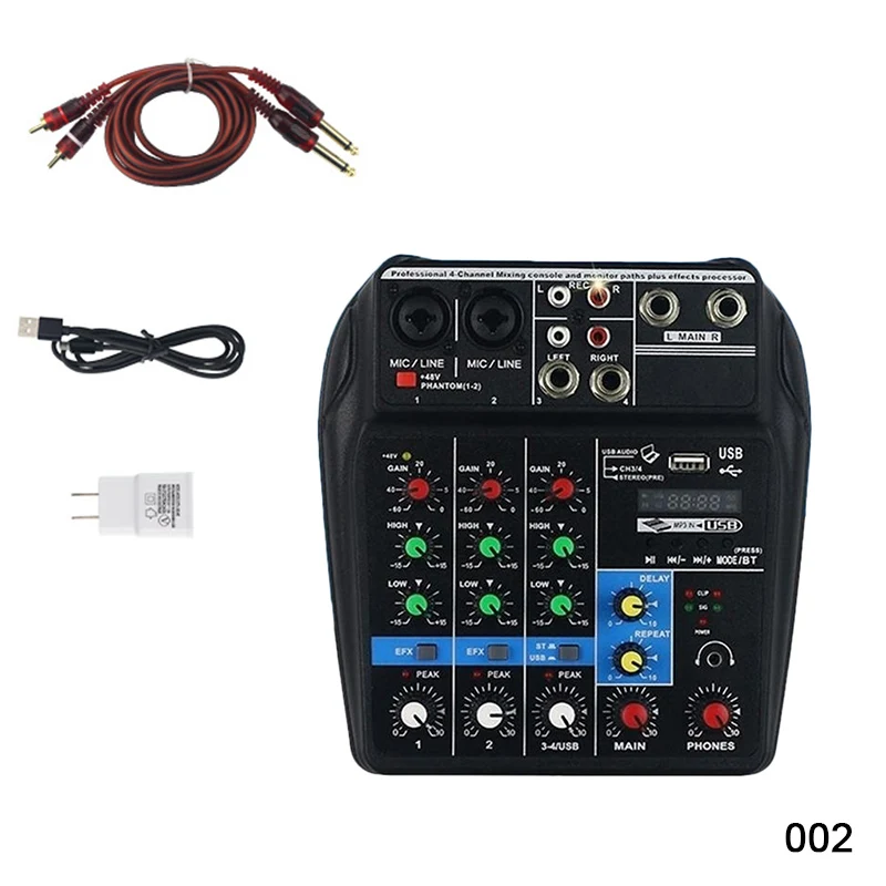 Светло-зеленый Mini USB Audio Mixer Amplifier Amp Bluetooth Board 48V Phantom Power 4 Channels for DJ Karaoke SAL99 - Цвет: Светло-зеленый