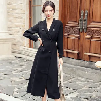 

Women Blazer Dress Double Breasted One Piece Dress Office Lady Work Blazer Jacket long Dress Autumn Outfit Female Vestidos