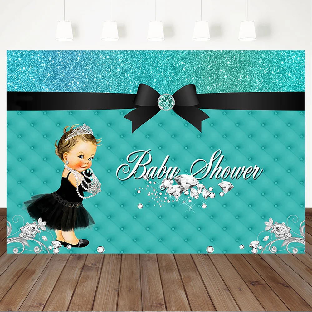 Turquoise Baby Shower Latar Belakang Hitam Rok Little Princess Bayi Shower Fotografi Latar Belakang Meja Dessert Dekorasi Alat Peraga Background Aliexpress