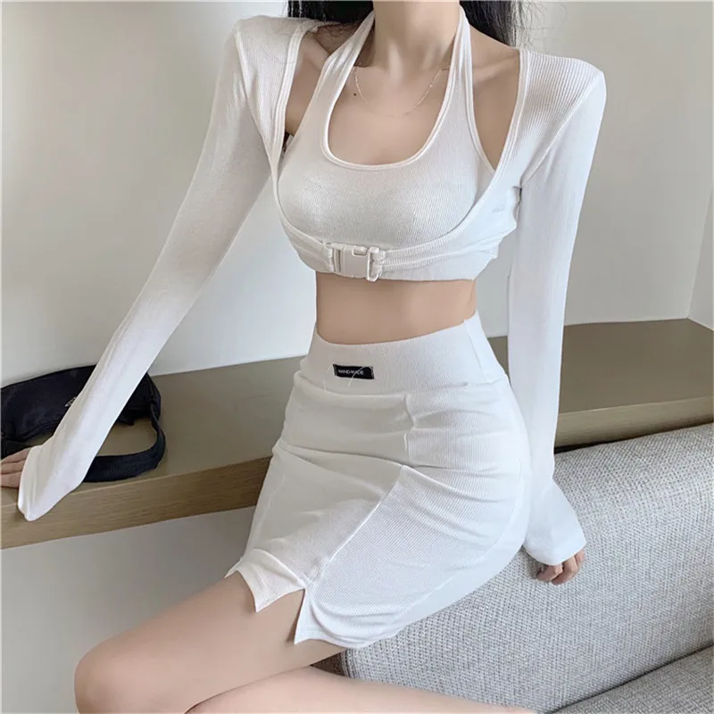 

2020 new fashion sexy vest + hip skirt 3-piece set