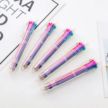 

24 pcs/lot Transparent 8 Colors Ballpoint Pen Cute Ball Pens Material Escolar Graffiti pen office school Writing supplies