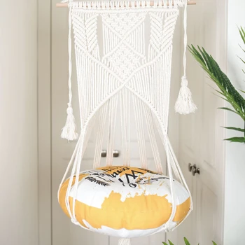 

Boho Cat Swing Cage Handmade Macrame Pets Support Nordic Pet House Cat Hanging Sleeping Chair Seats Toy HYD88