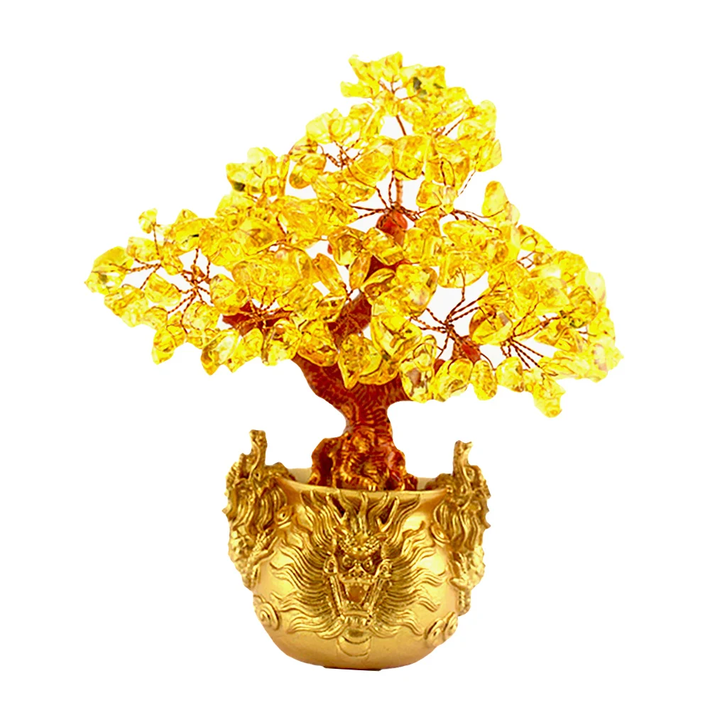 Crystal Lucky Money Tree Feng Shui for Wealth and Luck Home Decor Gift 7inch