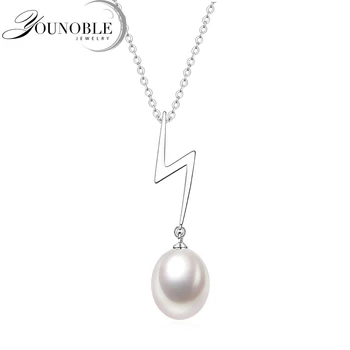 

Wedding Freshwater Pearl Pendant Necklace 925 Sterling Silver Gemstones Choker Statement Necklace Women