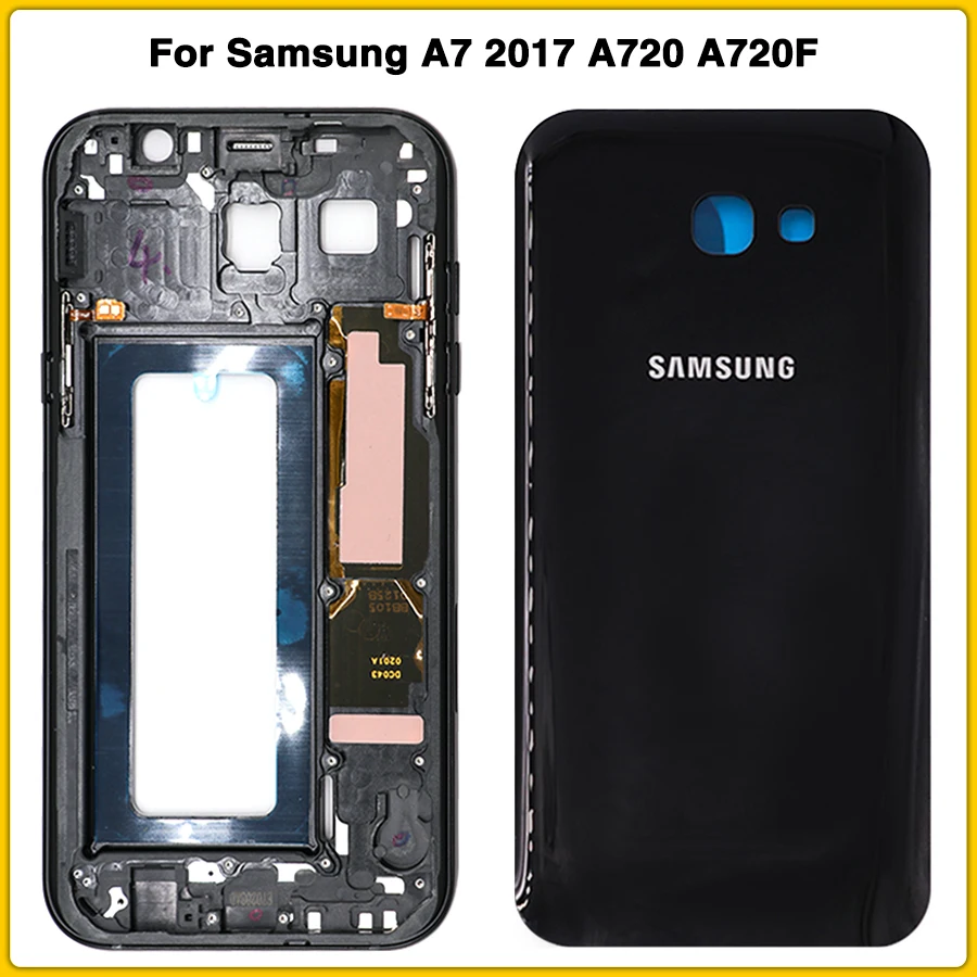 A720 полный чехол для samsung A7 A720 A720F средний корпус рамка+ батарея задняя крышка Дверь задняя крышка