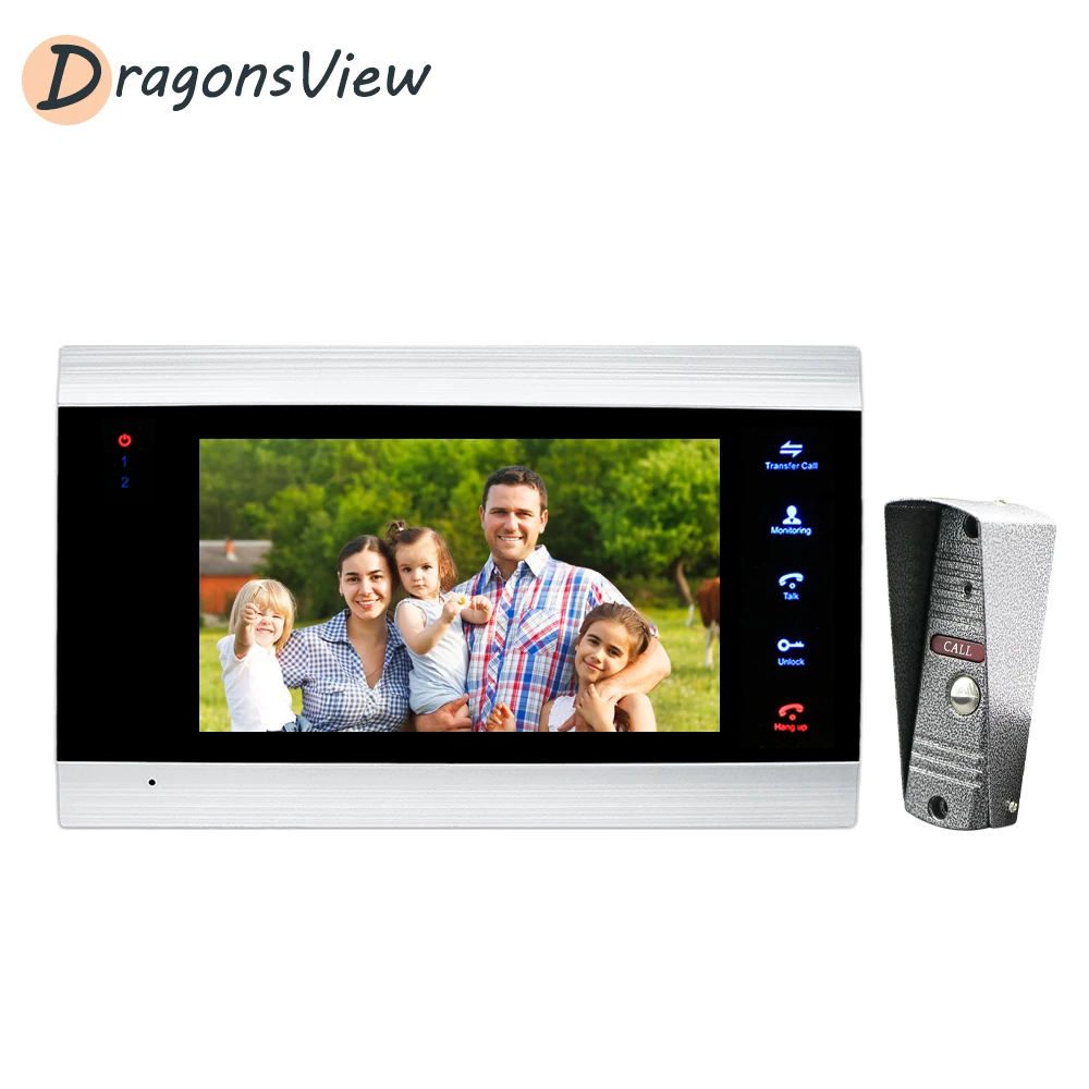 Видеодомофон Dragonsview домофон с дверным звонком экран 7 дюймов 1200TVL функцией записи