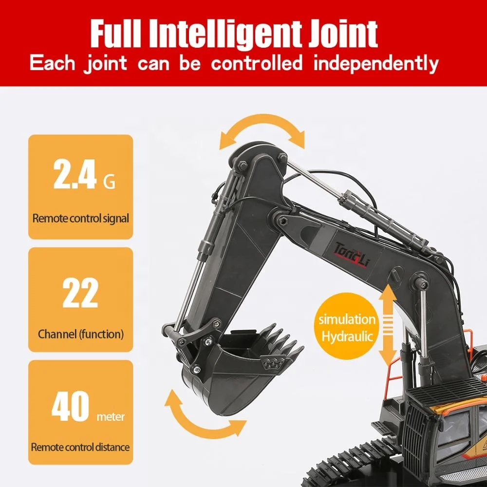 Mexico Stocks Huina 1592/1593/1594 Metal  1/14 Scale RC Excavator Remote Control Digger Construction Vehicle Model 4