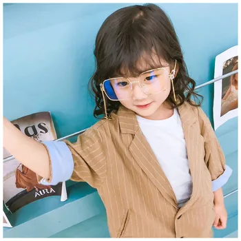 

VWKTUUN Square Glasses Frame Boys Girls Blue Light Blocking Glasses Link Chains Frame Child Reading Glasses Computer Goggles