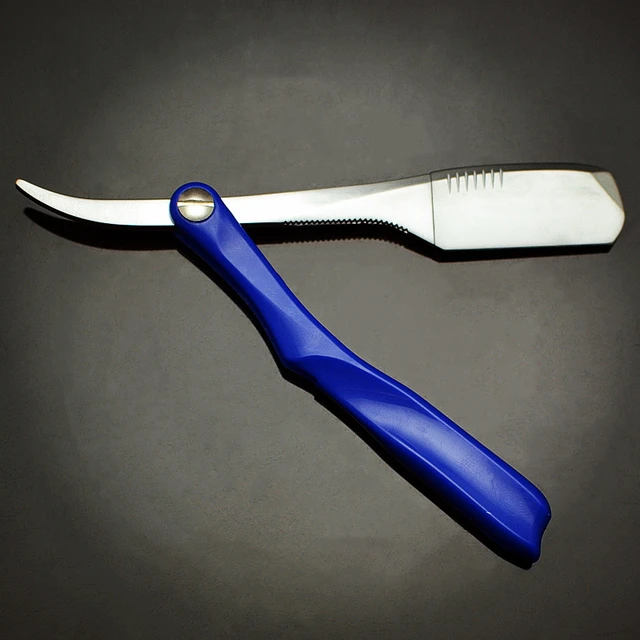 Plastic Handle Barber Blade Holder Folding Shaver Vintage Razor Men Shaving Barber Tool G0131 Blue