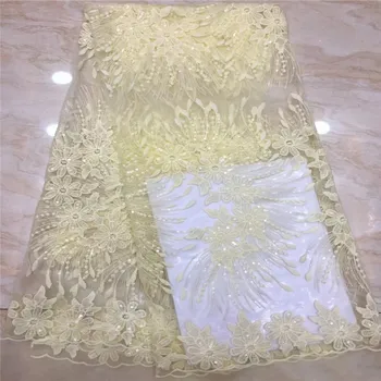 

Madison French Lace Fabrics With Sequins African Lace Fabric Embroidery Nigerian Lace Fabric 2019 High Quality Lace For Party