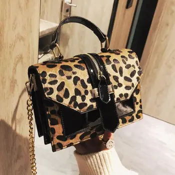 

2020 women's leopard PU leather shoulder bag lady solid black and burgundy crossbody chain handbags girl fashion sling bags X727