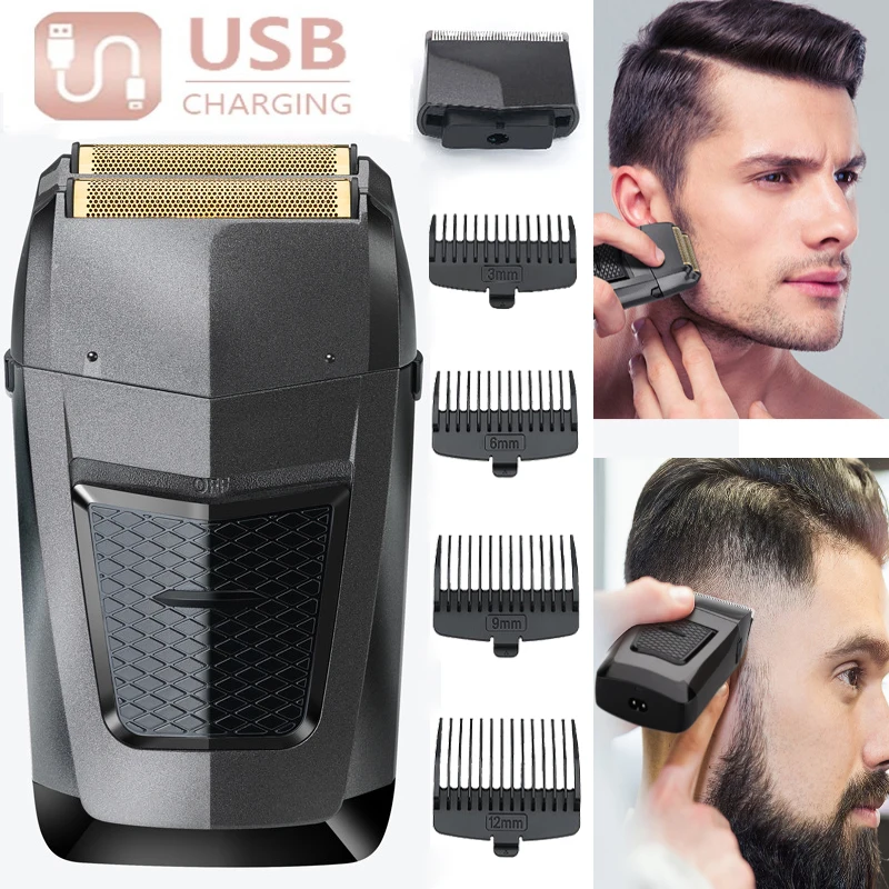 Rechargeable Cordless Shaver for Men Twin Blade Reciprocating Beard Razor Face Care Multifunction Powerful Trimmer