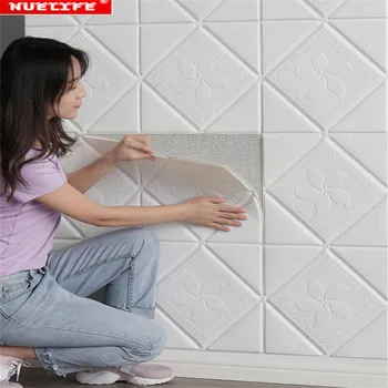 

Wallpaper self-adhesive 3d wall stickers living room TV background wall decoration bedroom waterproof foam soft wall sticker