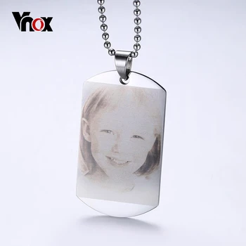 

Personalized Photo Family Images Pendant Necklace ID Stainless Steel Jewelry for Girls