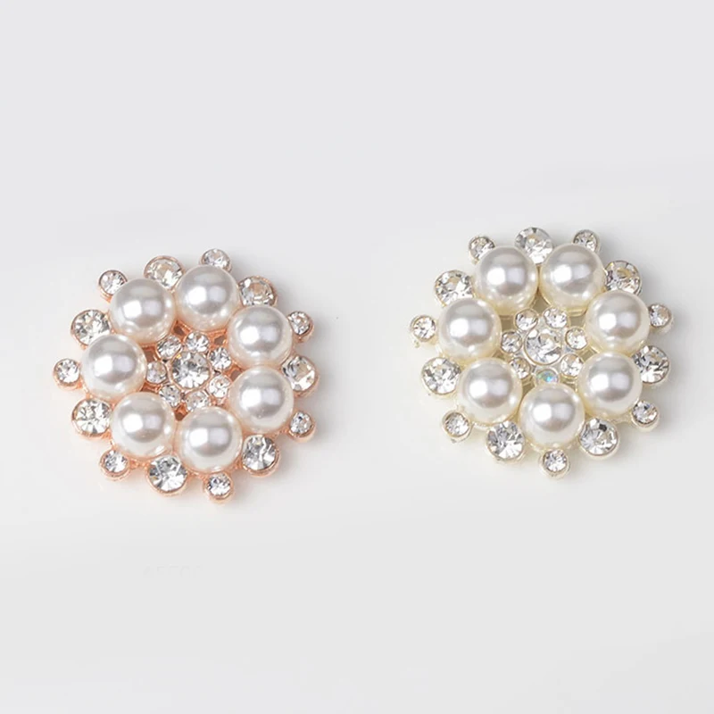10Pcs Pearl and Rhinestones Plum flower alloy button for DIY hair embellishments or wedding accessoriess HZ91 | Дом и сад