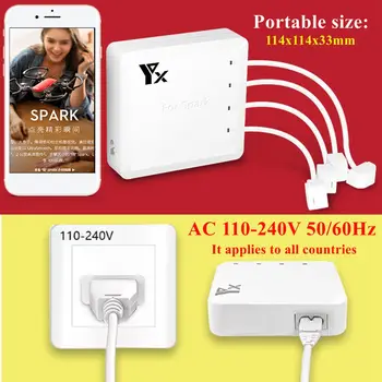 

DC 5V fast charging 6 output Charger with 2 USB Ports and 4 adapters Charge charger for DJI Spark battery and remote control