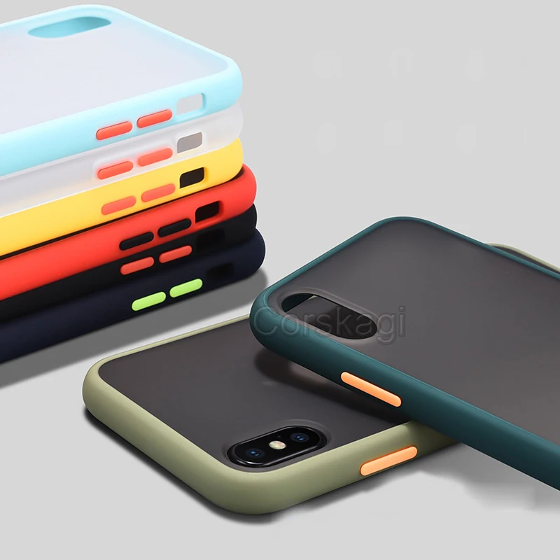 Двухцветный матовый чехол для iphone 11 Pro XS Max 7 8 6 6s Plus X 10 XR цветная Кнопка PC + Мягкий