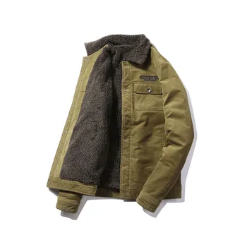 

Loose Fashion Warm Korean Parkas Winter Streetwear Military Jacket Men Thick Wool Collar Lamb Jaquetas Masculina Men Clothes