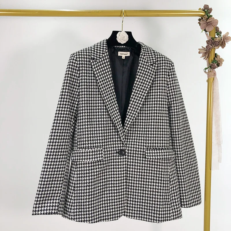 autumn one buckle thousand bird suit suit female slim slimming temperament small suit jacket