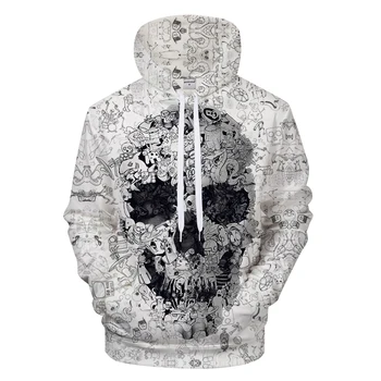 

Hip Hop Skull Printed 3D Sweatshirt Hoodies Men Women Autumn Long Sleeve Streetwear For Male Skull Tracksuit Man Drop Ship