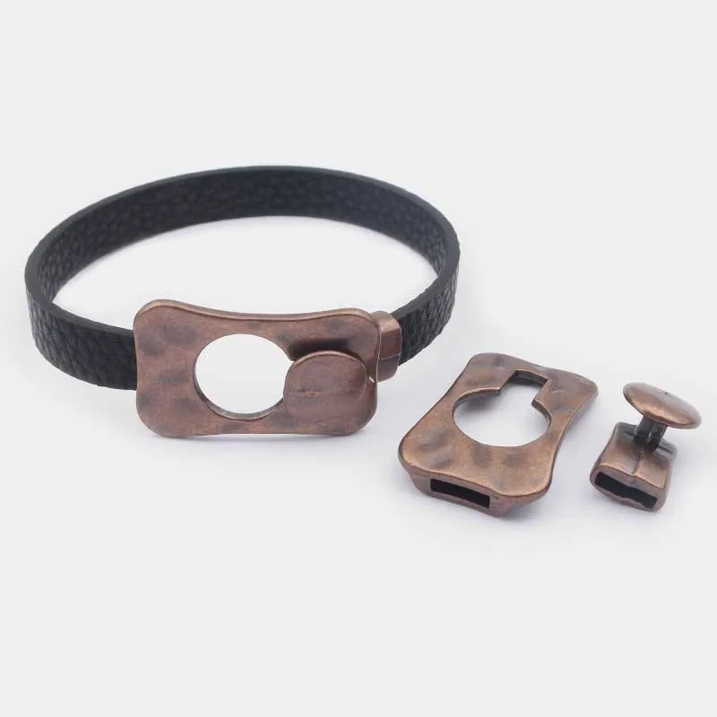 

2sets Antique Silver/Copper Hammered Buckle Hook Clasps For 10*2mm Flat Leather Cord Bracelets Bangles Jewelry Findings Making
