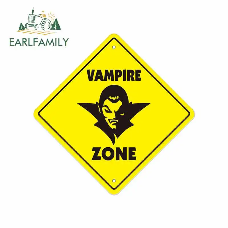 

EARLFAMILY 13cm x 13cm for Vampire Crossing Zone Funny Car Stickers Vinyl Sunscreen RV VAN Fine Decal JDM Car Accessories