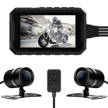 

HD 1080P USB Waterproof Video Driving Recorder Support TF Card Motorcycle DVR Dual Lens Dash Cam Universal ABS Easy Install