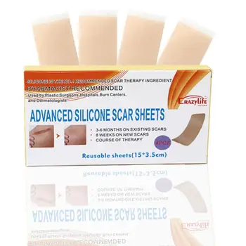

4pcs Scar Removal Sheet For Stretch Marks Wound Patch Therapy Skin Repair Acne Treatment Reusable Washable Silicone Sticker