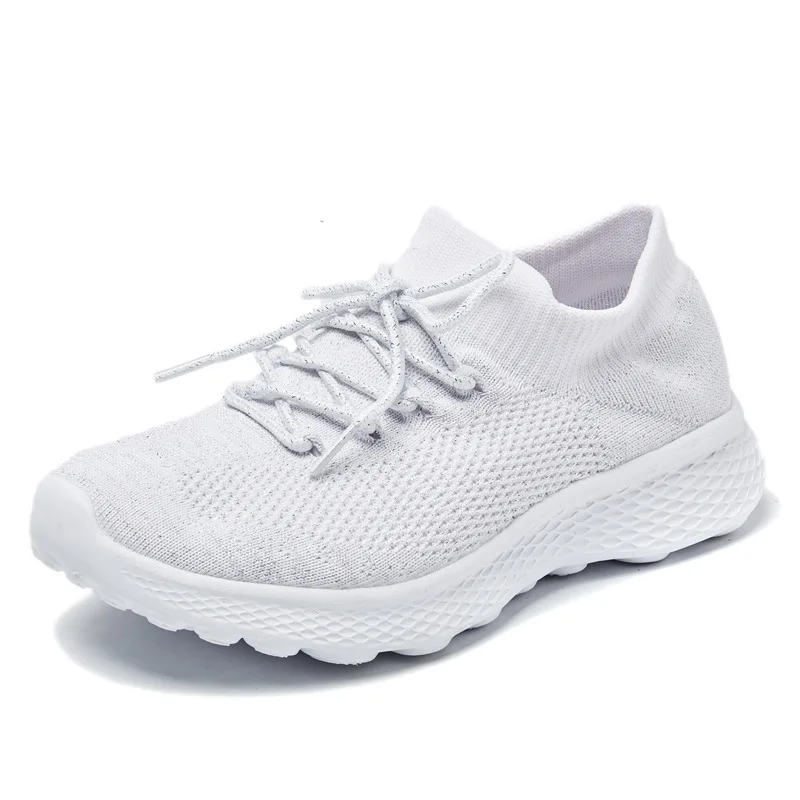 

Ultra-Light Athletic Shoes Women's Silver Breathable Fly Woven wa zi xie Summer Large Size WOMEN'S Shoes Female Sneakers