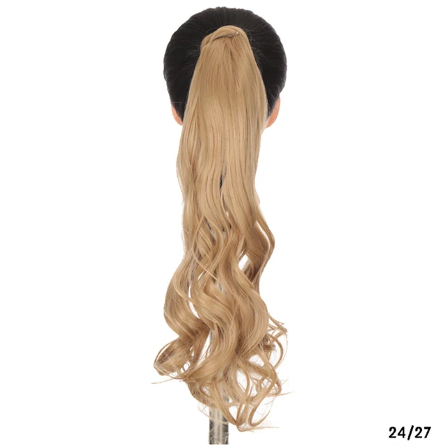 MSTN 24 Inches Long Synthetic Straight Ponytails for Women Natural Clip In Ponytail Hair Extension Hairpieces Blonde Fake Hair 0019-24-27