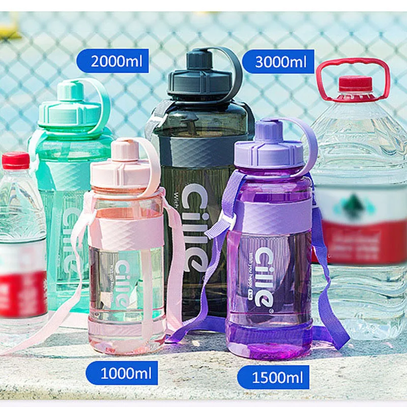 1L 2L 3L Large Capacity Sports Water Bottles Portable Plastic Outdoor Camping Picnic Bicycle Cycling Climbing Drinking Bottles