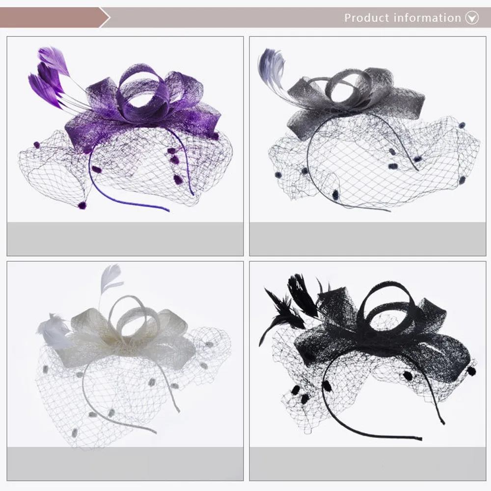 New Elegant Wedding Party Hat For Women Beautiful Fascinator Mesh Hat Ribbons Feathers Special Party Hat