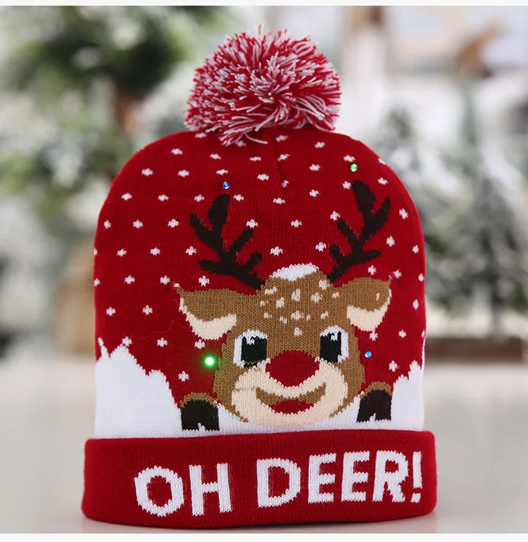 Xmas Deer Пикантный дизайн светодиодный Рождественский Шапки шапочка свитер Санта Клауса шапка светильник на вязаная шапка для малыша, секс-игрушка для взрослых для рождественской вечеринки - Цвет: Xmas Deer