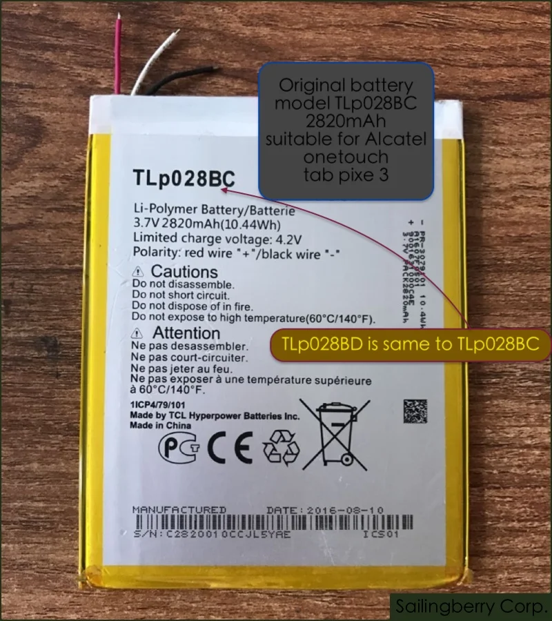 Battery suitable for Alcatel TCL Mobile tab pixe 3 with Model TLp028BC/TLp028BD | Мобильные телефоны и аксессуары
