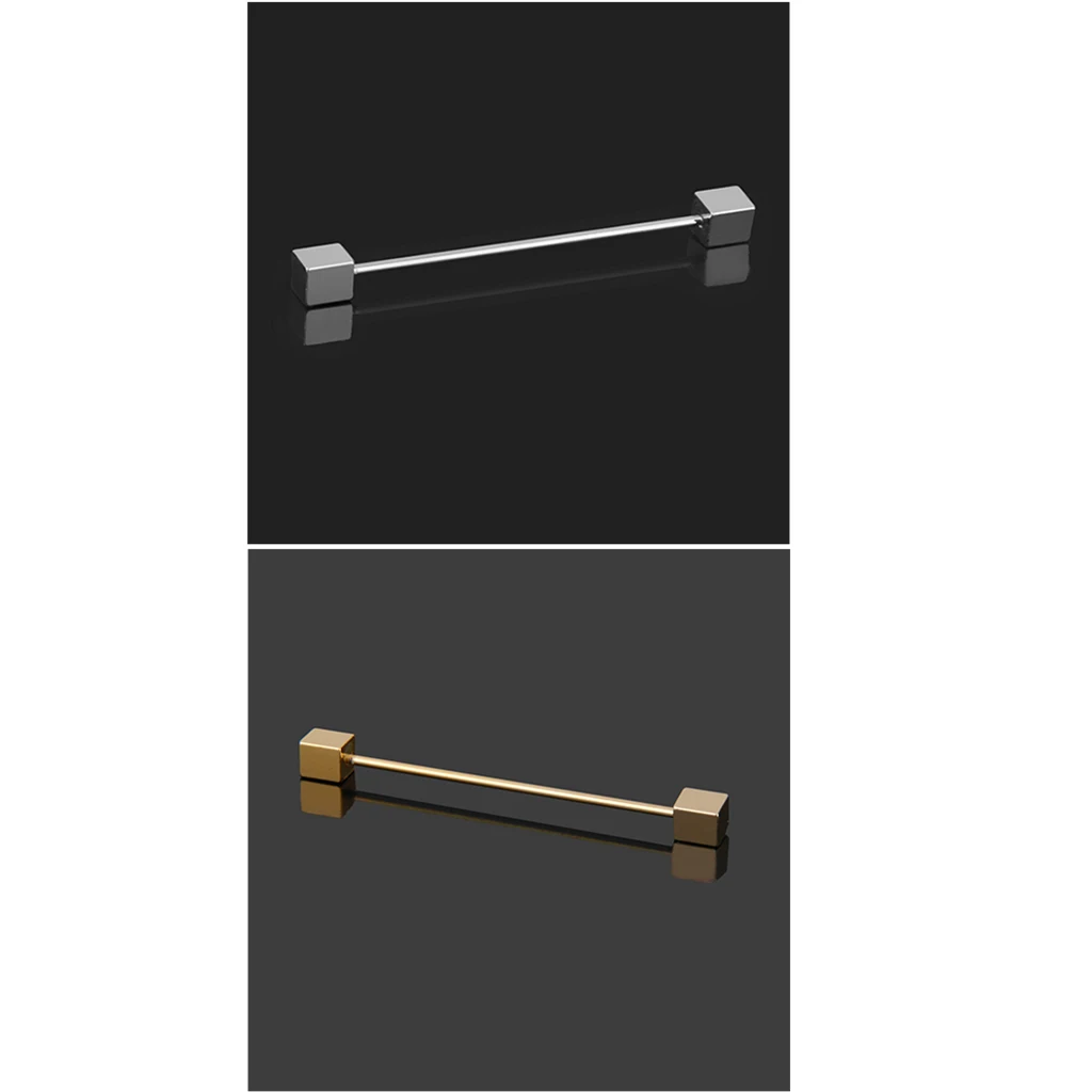 

2pcs Mens Silvery Golden Plated Tone Shirt Collar Tie Pin Stud Barbell Bar Clip Clasp Brooch